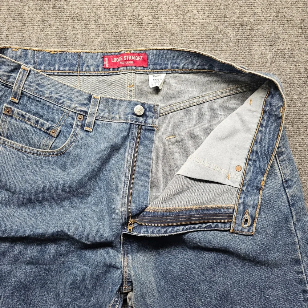 Levis 569 Loose Straight Fit Jeans Mens 36x30 Blue Denim Made in USA Vintage